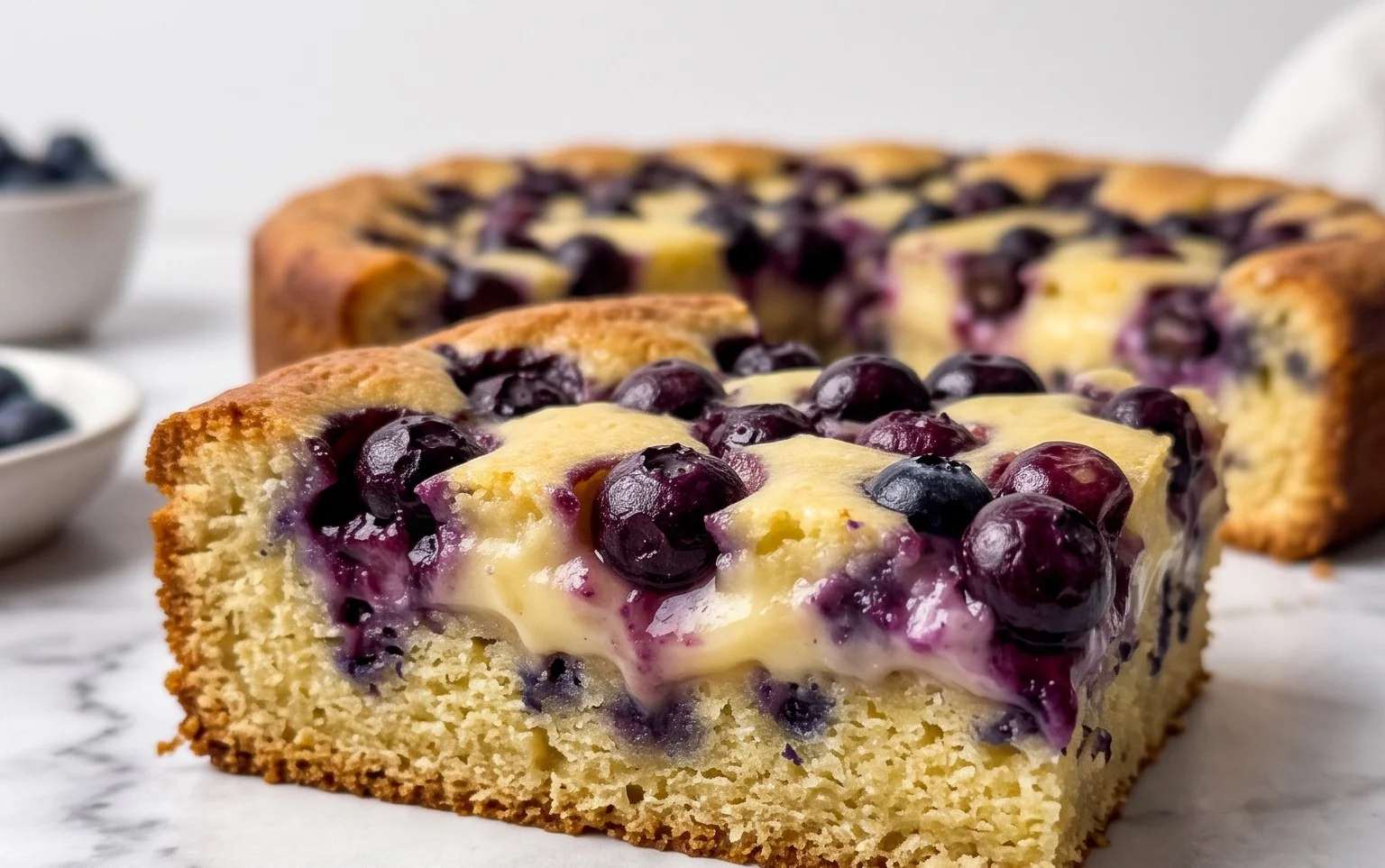 Puddingkuchen mit Heidelbeeren: Cremig, saftig & fruchtig